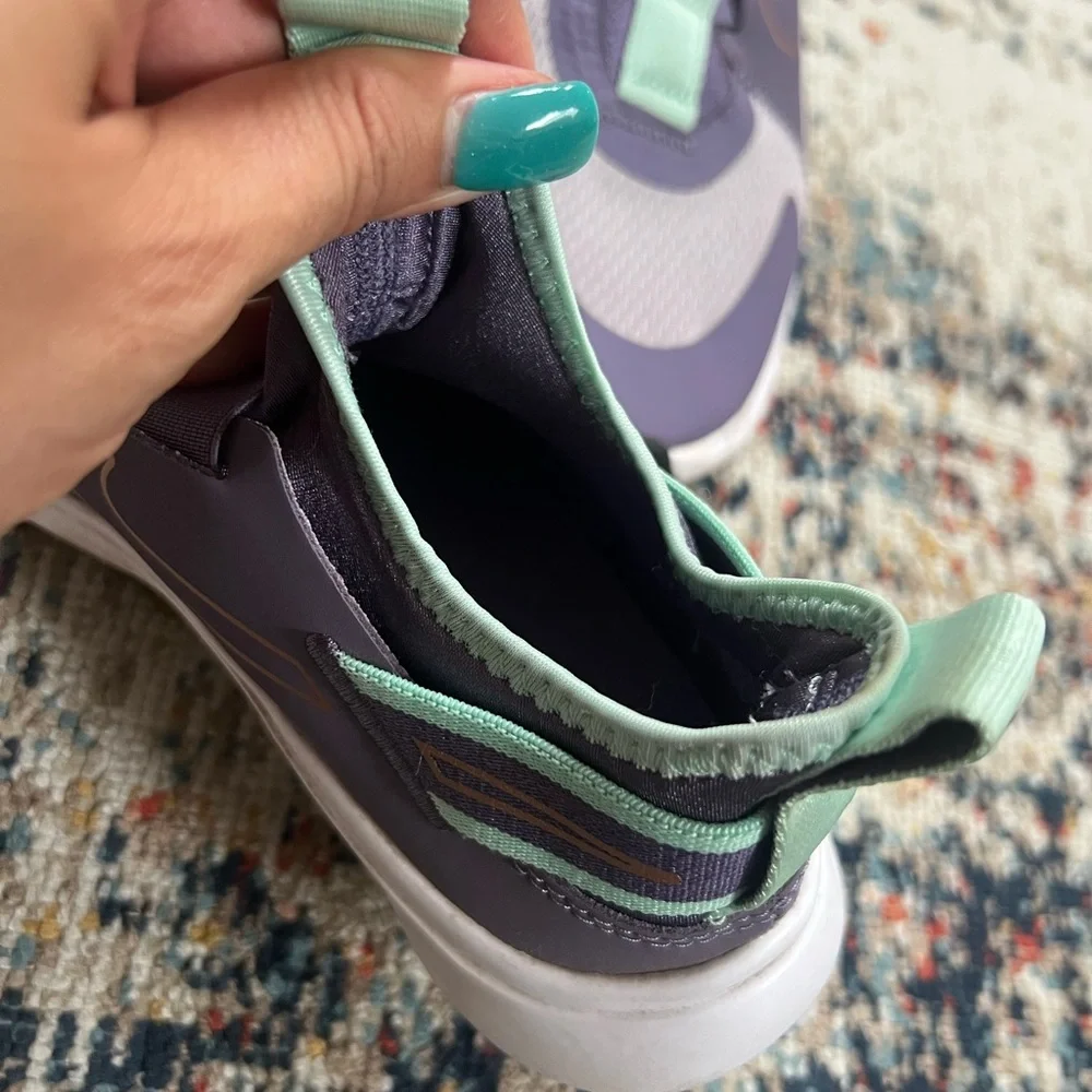 Nike Sneakers in Purple and Green with Slip-On Design and High Collar